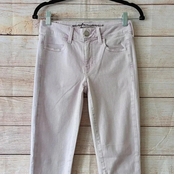 American Eagle Next Level Stretch Jegging Jeans Size 6L Light Pink Slim Leg - Picture 2 of 11